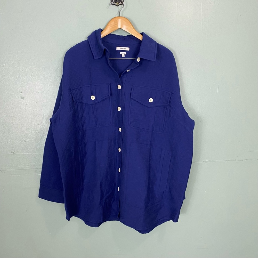 Madewell Super Oversized Shirt Jacket Blue Plus‎ 1X